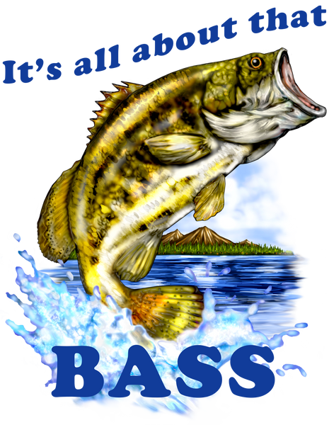 9 Crowns Tees Men's All about that Bass Funny Fishing T-Shirt