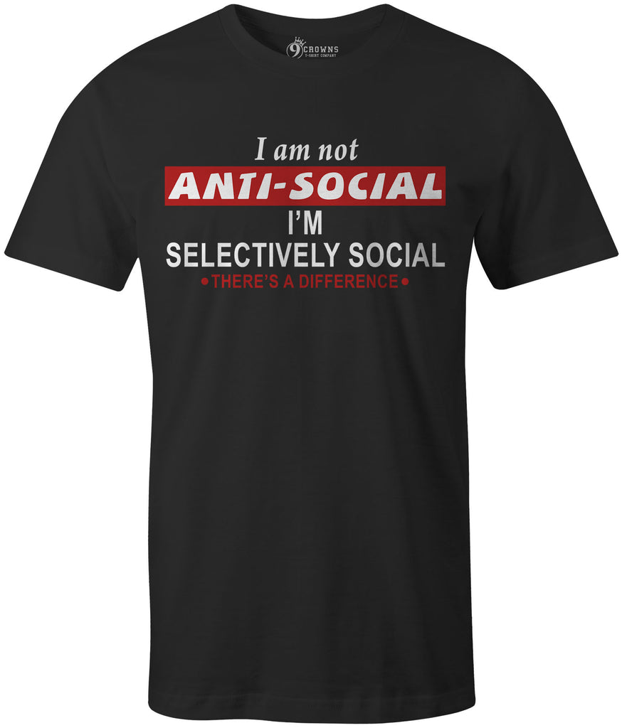9 Crowns Tees Men's I'm Not Antisocial Sarcastic Funny T-Shirt