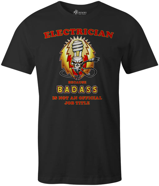 9 Crowns Tees Men's Badass Electrician Sarcastic Funny T-Shirt